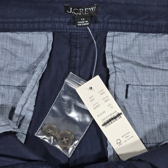 J. Crew Pleated button-front pant in chino Navy 12 NWT - Picture 5 of 10